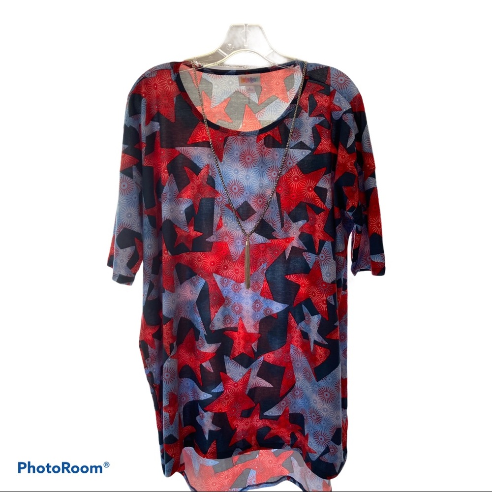 LuLaRoe Red Blue and White Starlight Irma LG